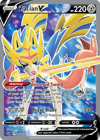 Image for Zacian V (Full Art) (195/202) (SWSH01: Sword & Shield Base Set) - Pokemon