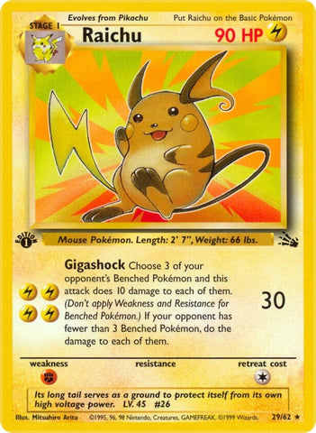Raichu (29) (29/62) (Fossil) (FO) Pokemon