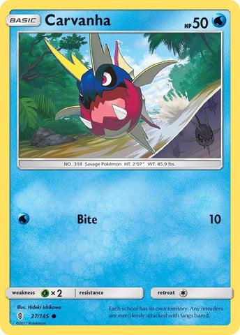 Carvanha (27/145) (SM - Guardians Rising) Pokemon