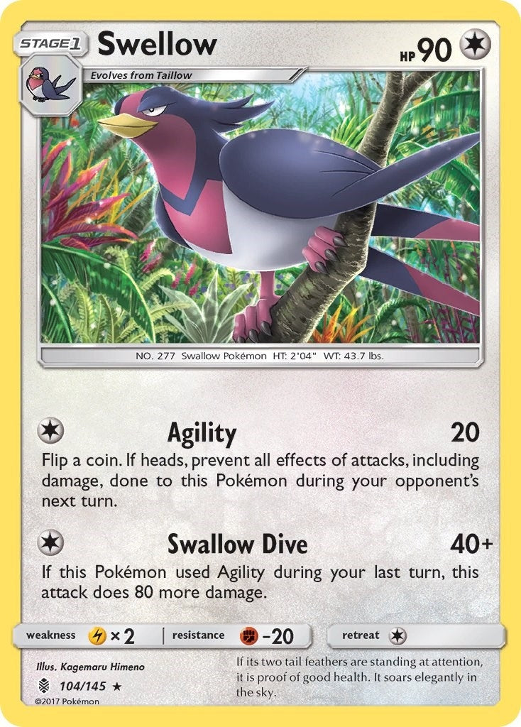 Swellow (104/145) (SM - Guardians Rising) Pokemon