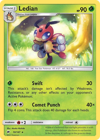 Image for Ledian (10/147) (SM - Burning Shadows) - Pokemon