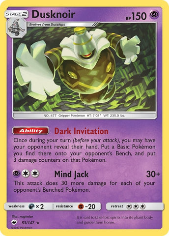 Image for Dusknoir (53/147) (SM - Burning Shadows) - Pokemon