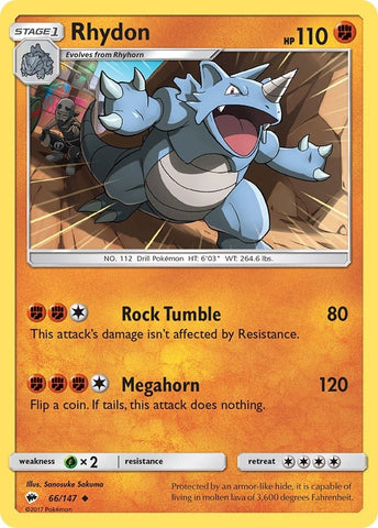 Image for Rhydon (66/147) (SM - Burning Shadows) - Pokemon