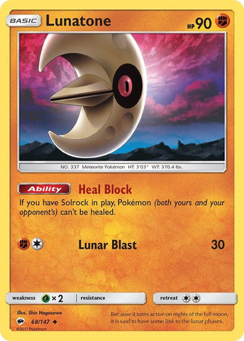 Image for Lunatone (68/147) (SM - Burning Shadows) - Pokemon