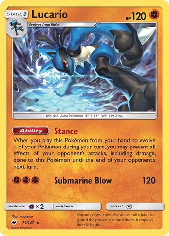 Image for Lucario (71/147) (SM - Burning Shadows) - Pokemon