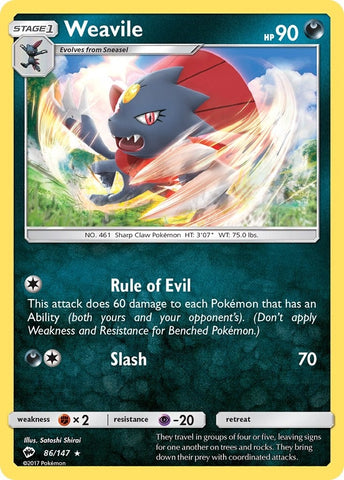 Image for Weavile (86/147) (SM - Burning Shadows) - Pokemon