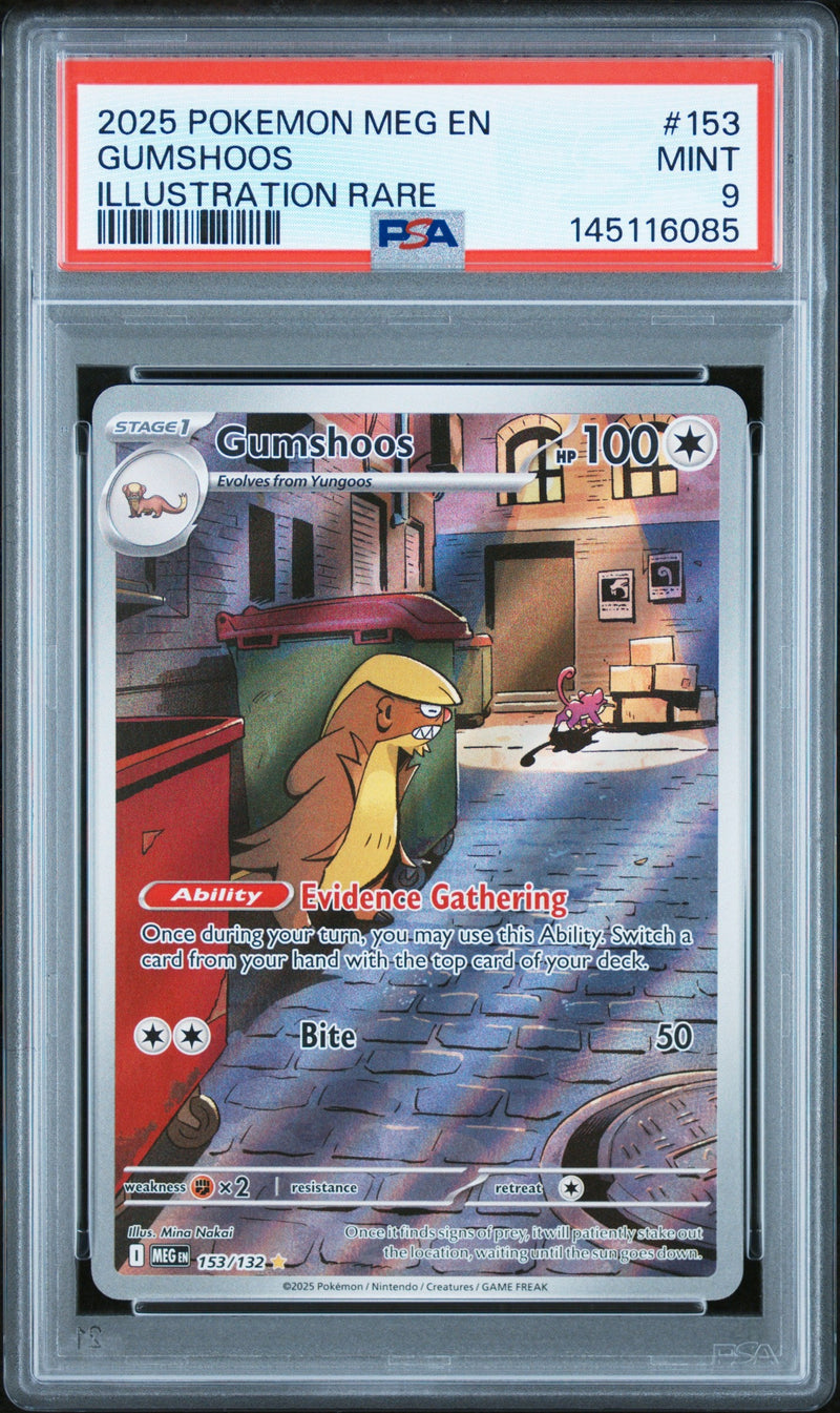 GUMSHOOS - ILLUSTRATION RARE - MEGA EVOLUTION - PSA 9 Pokemon Single