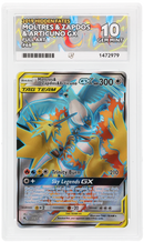 MOLTRES & ZAPDOS & ARTICUNO GX - FULL ART - HIDDEN FATES - ACE 10 ACE Grading