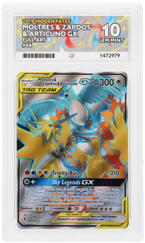MOLTRES & ZAPDOS & ARTICUNO GX - FULL ART - HIDDEN FATES - ACE 10 ACE Grading