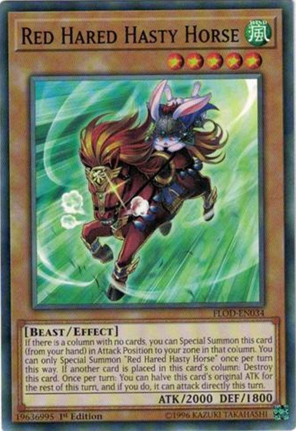 Red Hared Hasty Horse (FLOD-EN034) (Flames of Destruction) YuGiOh