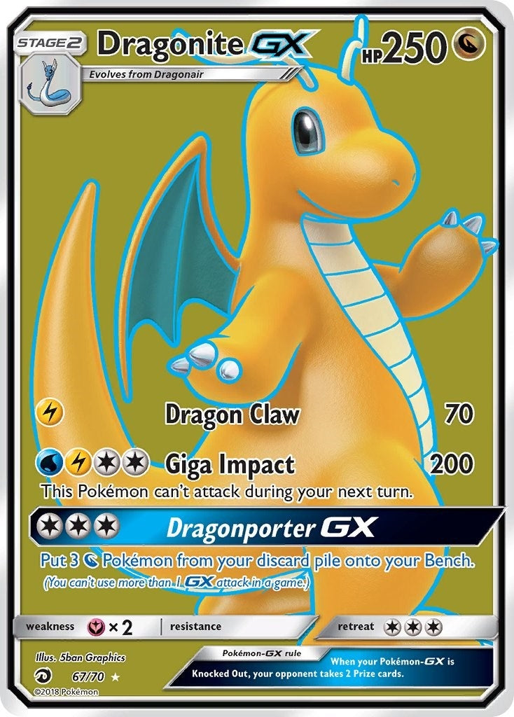 Image for Dragonite GX (Full Art) (67/70) (Dragon Majesty) (DRM) - Pokemon