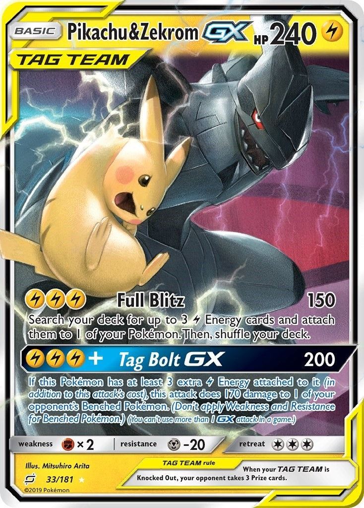 Image for Pikachu & Zekrom GX (33/181) (SM - Team Up) (SM9) - Pokemon