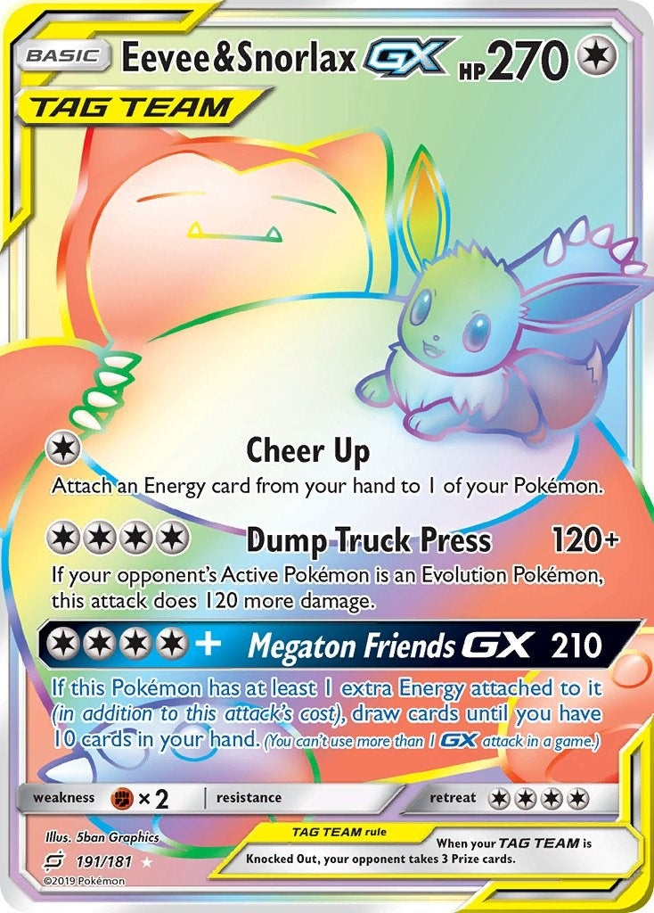 Image for Eevee & Snorlax GX (Secret) (191/181) (SM - Team Up) (SM9) - Pokemon