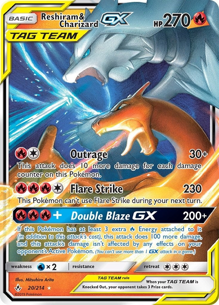 Image for Reshiram & Charizard GX (20/214) (SM - Unbroken Bonds) (SM10) - Pokemon