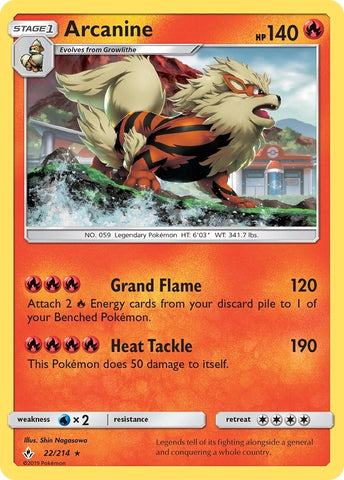 Image for Arcanine (22/214) (SM - Unbroken Bonds) (SM10) - Pokemon
