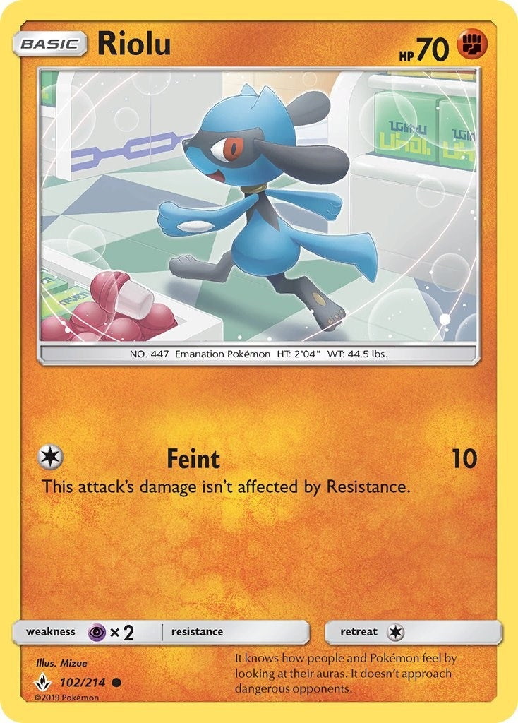 Image for Riolu (102/214) (SM - Unbroken Bonds) (SM10) - Pokemon