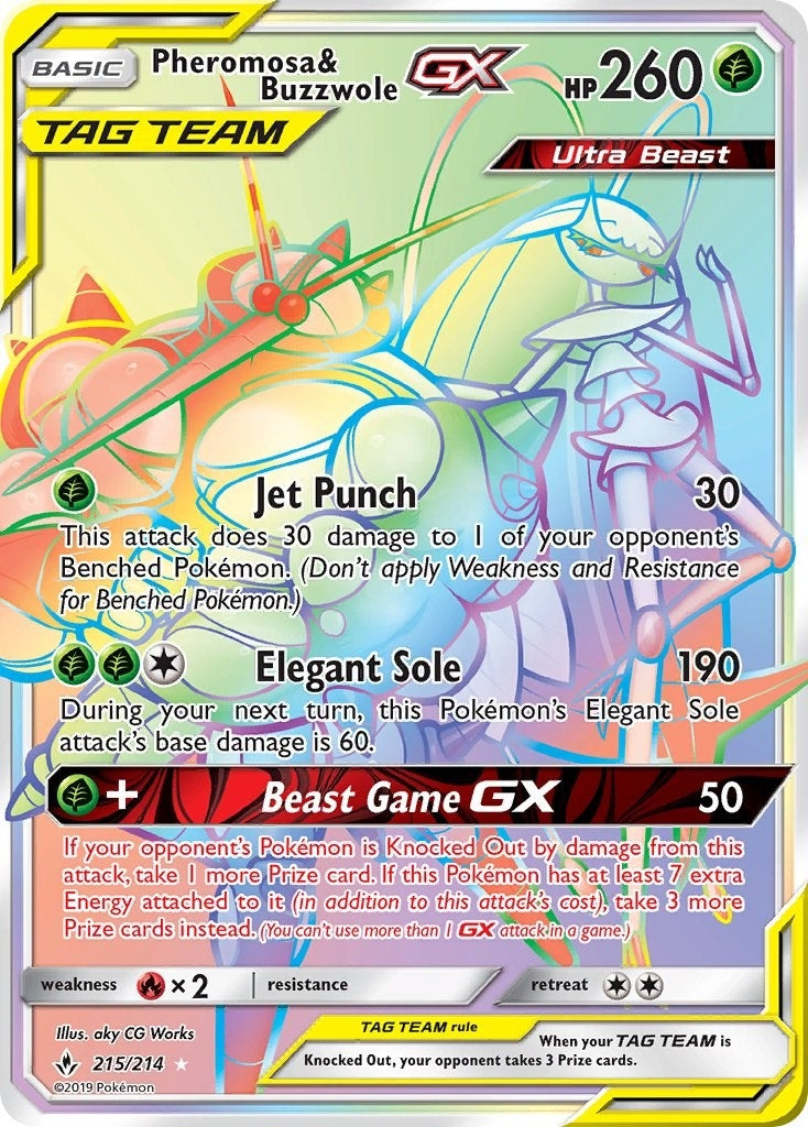 Image for Pheromosa & Buzzwole GX (Secret) (215/214) (SM - Unbroken Bonds) (SM10) - Pokemon