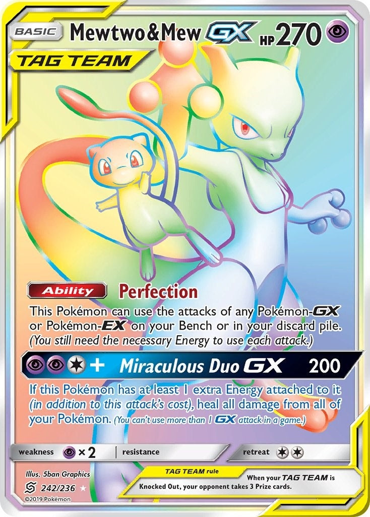 Image for Mewtwo & Mew GX (Secret) (242/236) (SM - Unified Minds) (SM11) - Pokemon