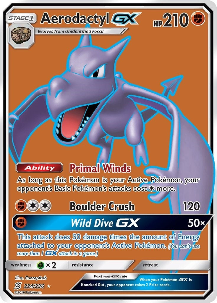 Aerodactyl GX (Full Art) (224/236) (SM - Unified Minds) Pokemon