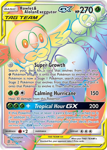 Image for Rowlet & Alolan Exeggutor GX (Secret) (237/236) (SM - Unified Minds) (SM11) - Pokemon