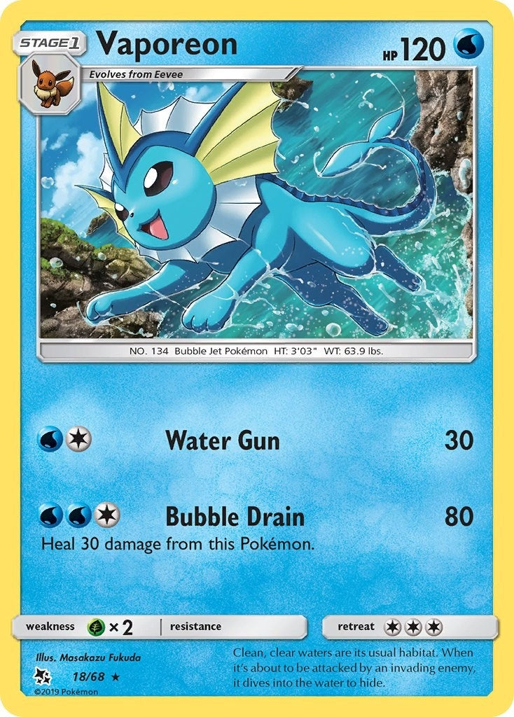 Image for Vaporeon (18/68) (Hidden Fates) (HIF) - Pokemon