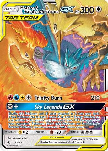 Moltres & Zapdos & Articuno GX (44/68) (Hidden Fates) (HIF) Pokemon