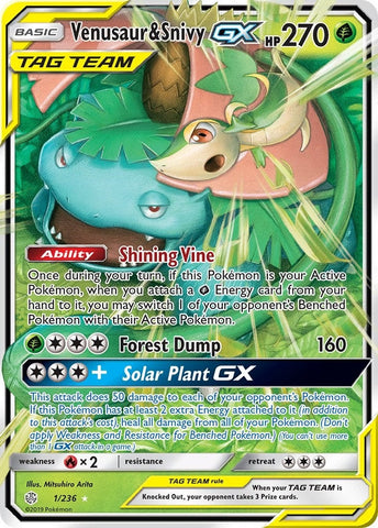 Venusaur & Snivy GX (1/236) (SM - Cosmic Eclipse) (SM12) Pokemon