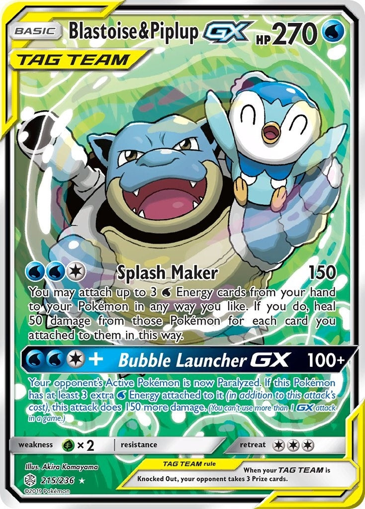 Image for Blastoise & Piplup GX (Alternate Full Art) (215/236) (SM - Cosmic Eclipse) (SM12) - Pokemon