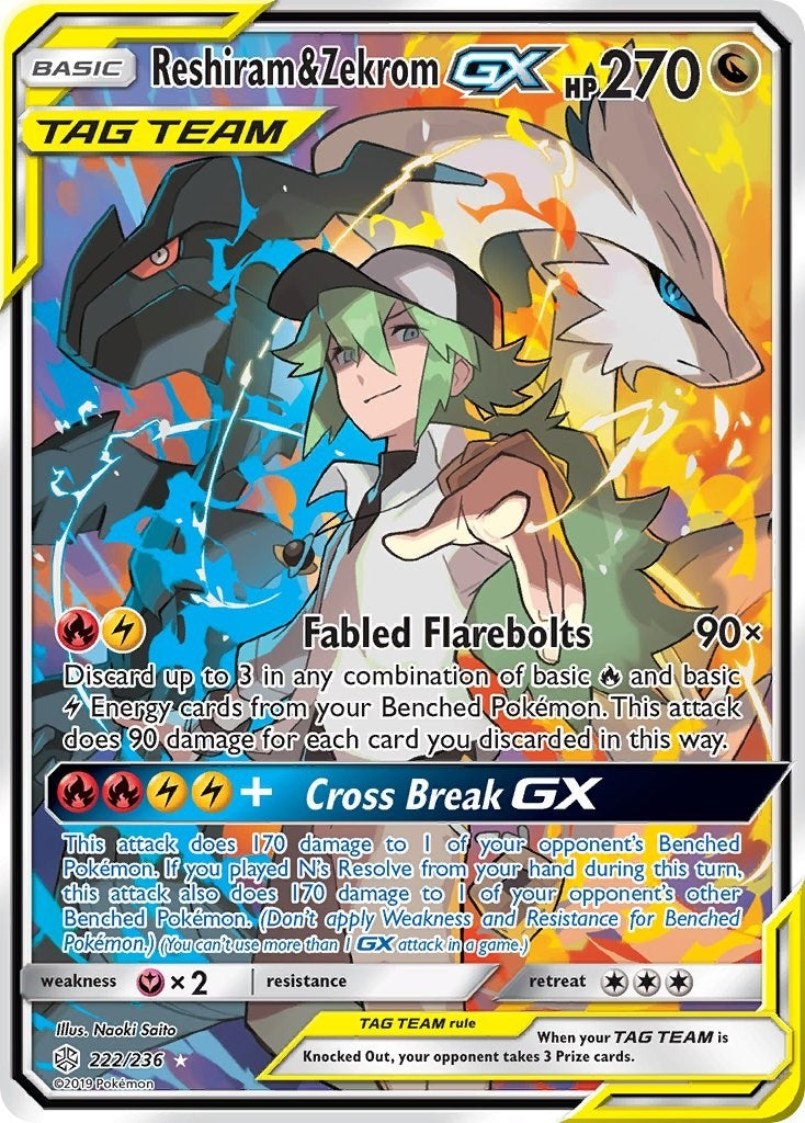 Image for Reshiram & Zekrom GX (Full Art) (222/236) (SM - Cosmic Eclipse) (SM12) - Pokemon