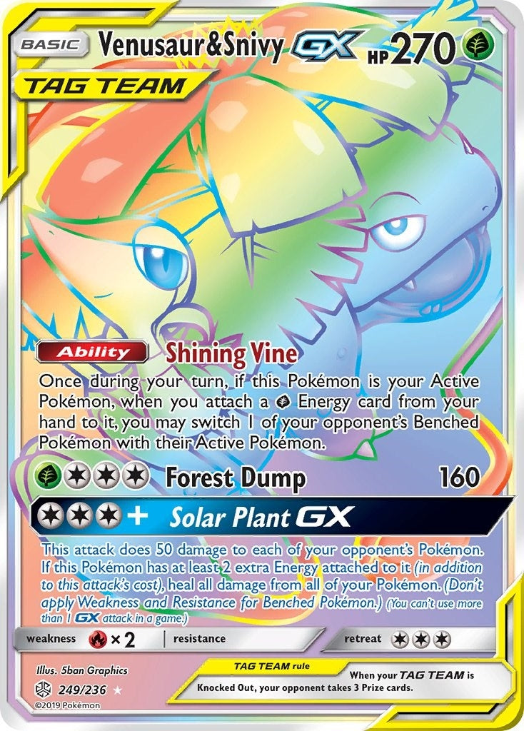 Image for Venusaur & Snivy GX (Secret) (249/236) (SM - Cosmic Eclipse) (SM12) - Pokemon