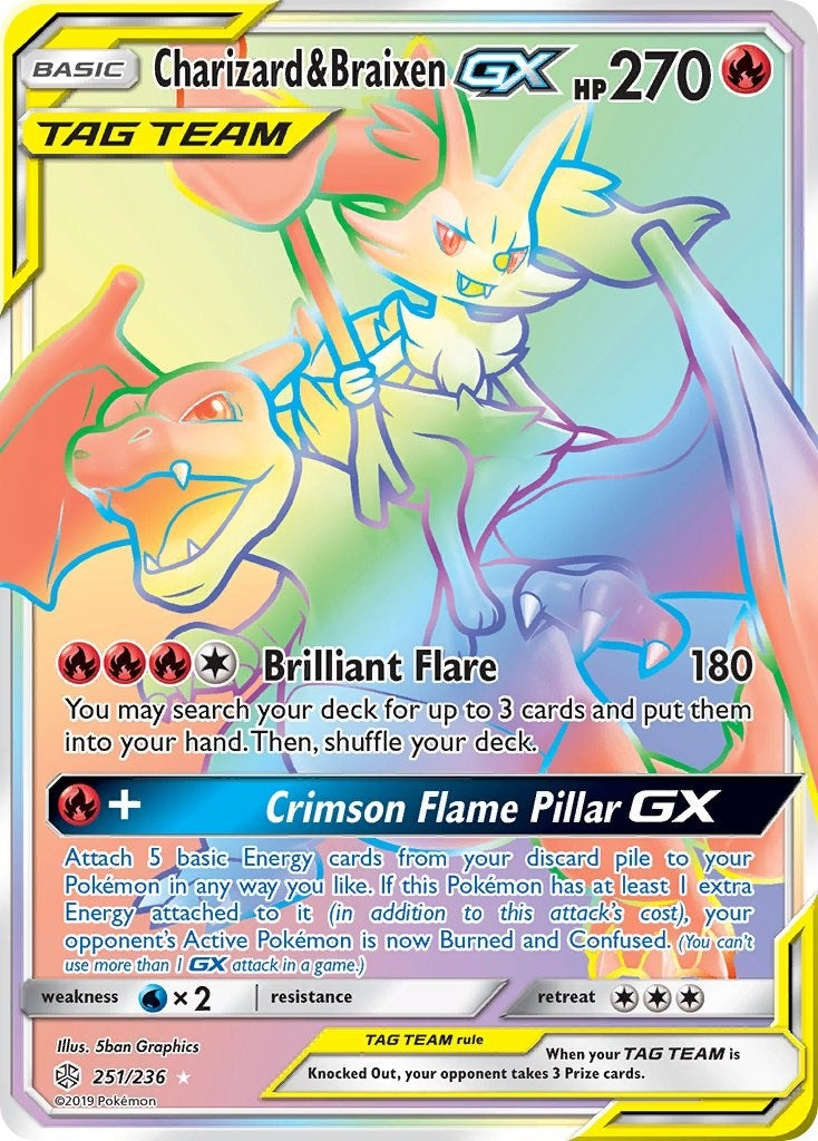 Image for Charizard & Braixen GX (Secret) (251/236) (SM - Cosmic Eclipse) (SM12) - Pokemon