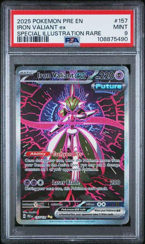 IRON VALIANT ex SPECIAL ILLUSTRATION RARE 2025 POKEMON PRE EN-PRISMATIC EVOLUTIONS PSA MINT 9 POKEMON Single