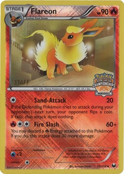 Image for Flareon - 12/108 (Regional Championships) [Staff] (012/108) (League & Championship Cards) (PR) - Pokemon