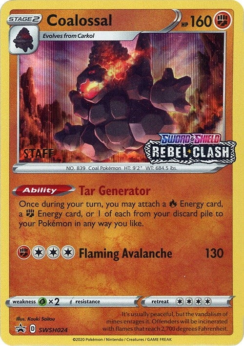 Image for Coalossal - SWSH024 (Prerelease) [Staff] (SWSH024) (SWSH: Sword & Shield Promo Cards) (SWSD) - Pokemon