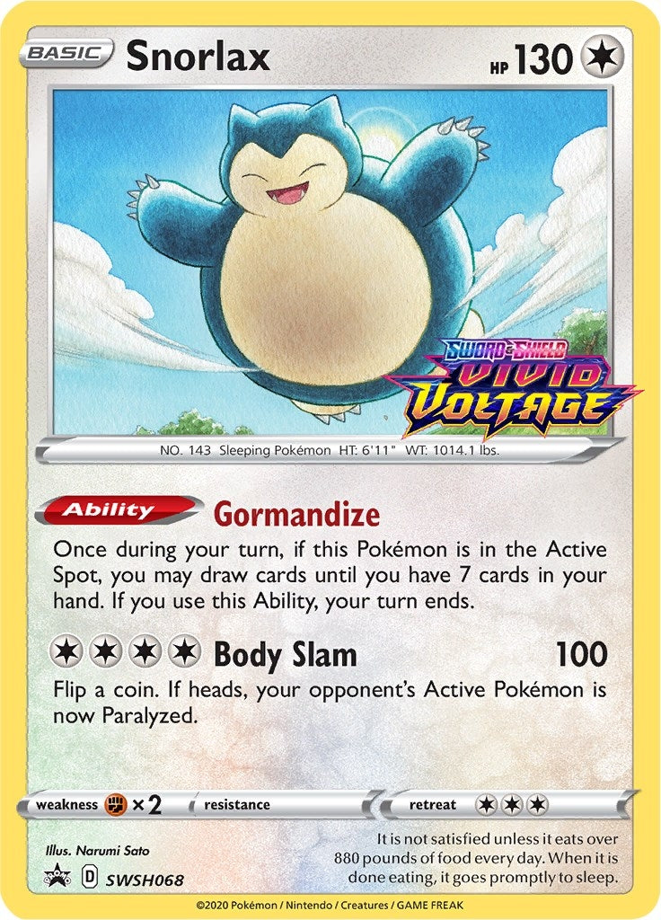 Image for Snorlax - SWSH068 (Prerelease) (SWSH068) (SWSH: Sword & Shield Promo Cards) (SWSD) - Pokemon