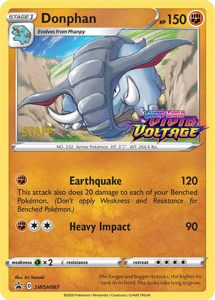 Image for Donphan - SWSH067 (Prerelease) [Staff] (SWSH067) (SWSH: Sword & Shield Promo Cards) (SWSD) - Pokemon