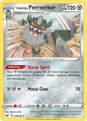 Image for Galarian Perrserker 128/202 (SWSH Base Set) (128/202) - Pokemon