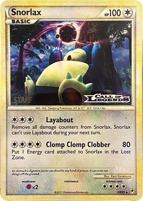 Image for Snorlax - 33/95 (Prerelease) [Staff] (33/95) (Nintendo Promos) (PR) - Pokemon