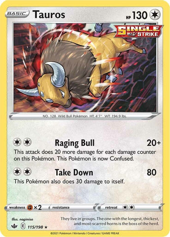 Image for Tauros (115/198) (SWSH06: Chilling Reign) - Pokemon