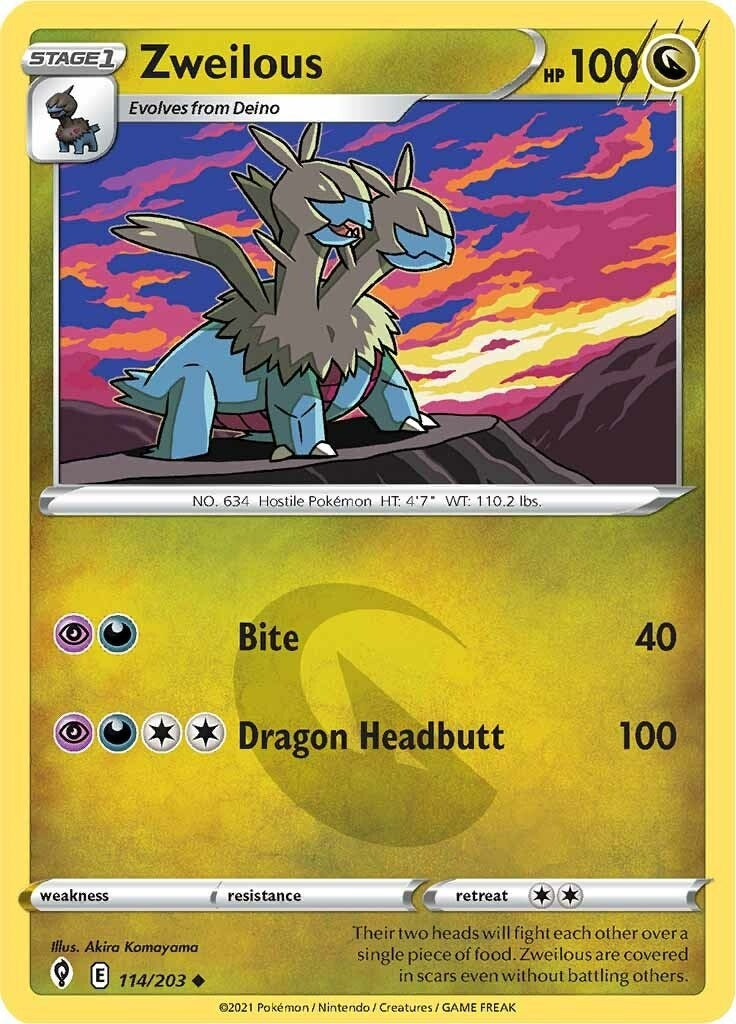 Image for Zweilous (114/203) (SWSH07: Evolving Skies) - Pokemon