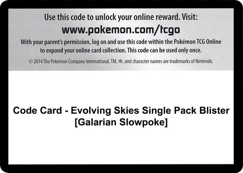 Image for Code Card - Evolving Skies Single Pack Blister [Galarian Slowpoke] (SWSH07: Evolving Skies) - Pokemon