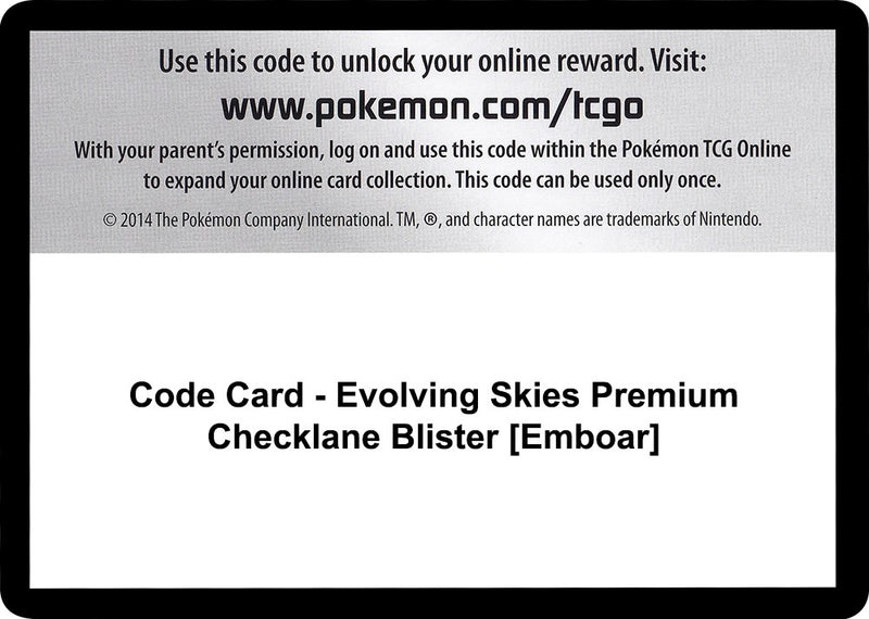 Image for Code Card - Evolving Skies Premium Checklane Blister [Emboar] (SWSH07: Evolving Skies) - Pokemon