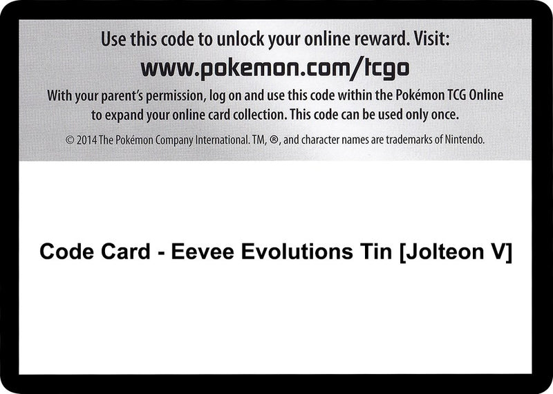 Image for Code Card - Eevee Evolutions Tin [Jolteon V] (Miscellaneous Cards & Products) (MCAP) - Pokemon