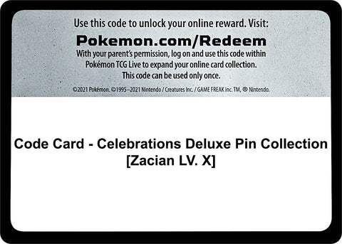 Image for Code Card - Celebrations Deluxe Pin Collection [Zacian LV. X] (Celebrations) - Pokemon