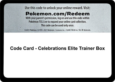Image for Code Card - Celebrations Elite Trainer Box (Celebrations) - Pokemon