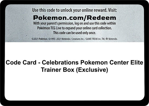 Image for Code Card - Celebrations Pokemon Center Elite Trainer Box (Exclusive) (Celebrations) - Pokemon