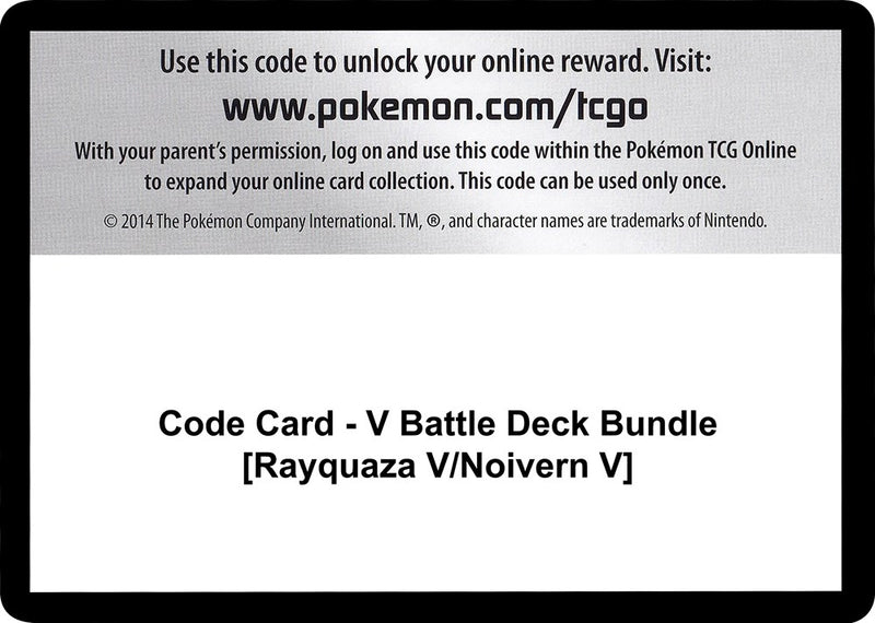 Image for Code Card - V Battle Deck Bundle [Rayquaza V/Noivern V] (Miscellaneous Cards & Products) (MCAP) - Pokemon