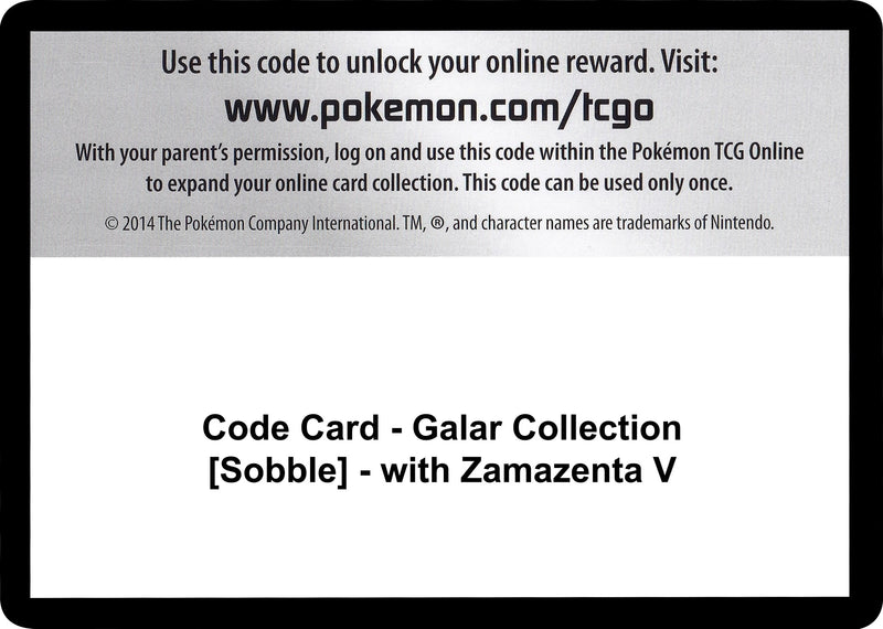 Image for Code Card - Galar Collection [Sobble] - with Zamazenta V (Miscellaneous Cards & Products) (MCAP) - Pokemon