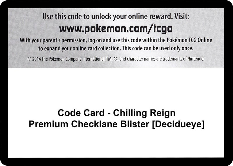 Image for Code Card - Chilling Reign Premium Checklane Blister [Decidueye] (SWSH06: Chilling Reign) - Pokemon