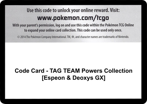 Image for Code Card - TAG TEAM Powers Collection [Espeon & Deoxys GX] (Miscellaneous Cards & Products) (MCAP) - Pokemon